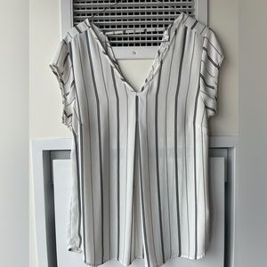 Striped Halogen Chiffon Pleated Tee